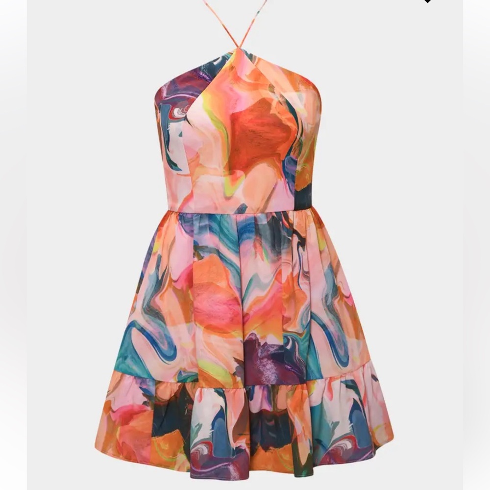 Hutch Sz M Dress Mansi Flounce Floral Halter Mini Anthropologie Boho Pockets - Picture 2 of 10